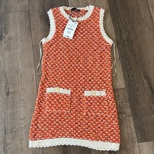 Zara Charming Orange Knit Kids Dress